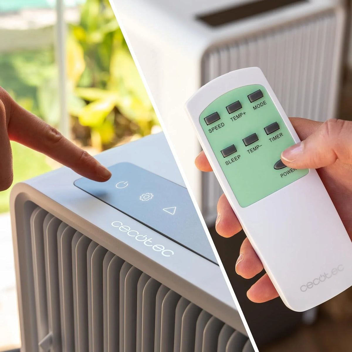 Cecotec Przenośny Klimatyzator z Pilotem i Pompą Ciepła ForceClima 9450 Style Heating, 9000 BTU, Dotykowy, Wyświetlacz LED, 5 Trybów, 2 Prędkości, Osuszacz, Timer, 16 m², Biały