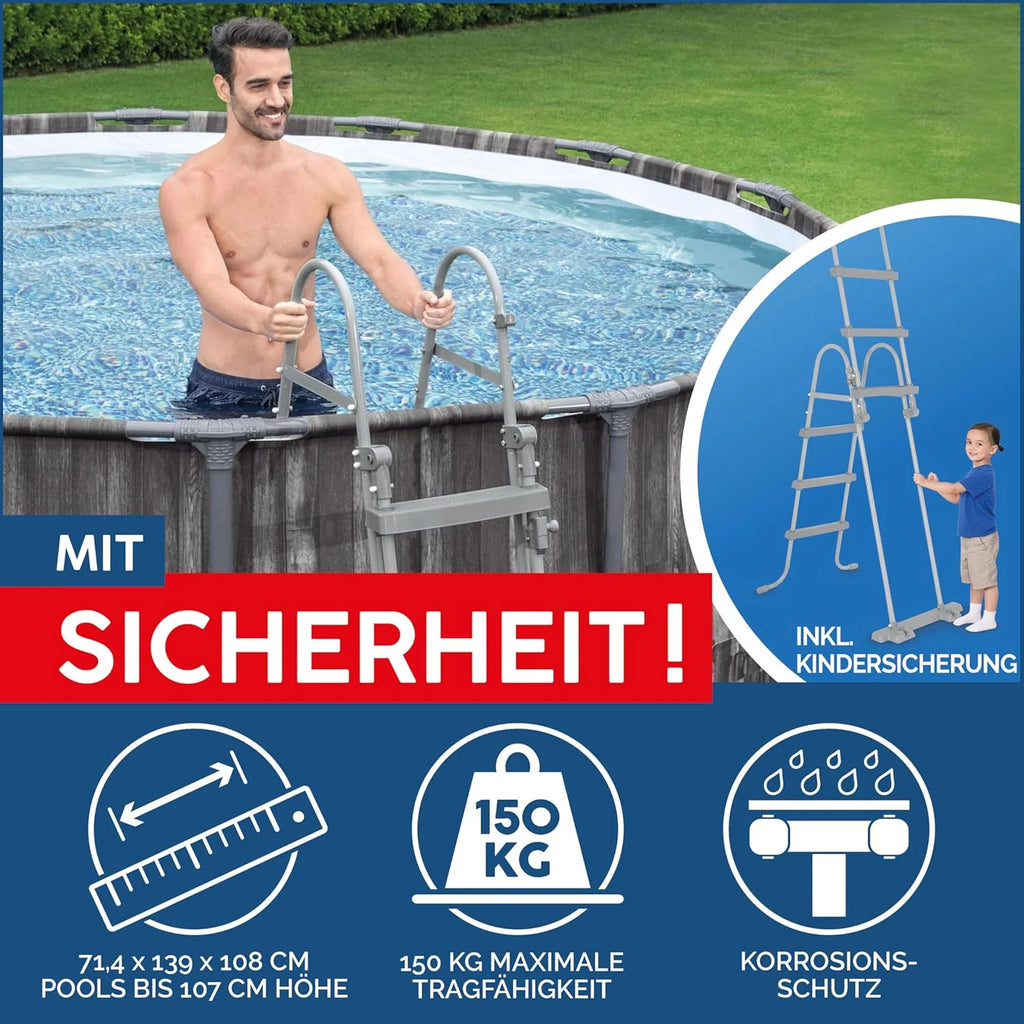 Bestway Steel Pro MAX Frame - Okrągły basen (366 x 100 cm, z pompą filtrującą, efekt drewna)
