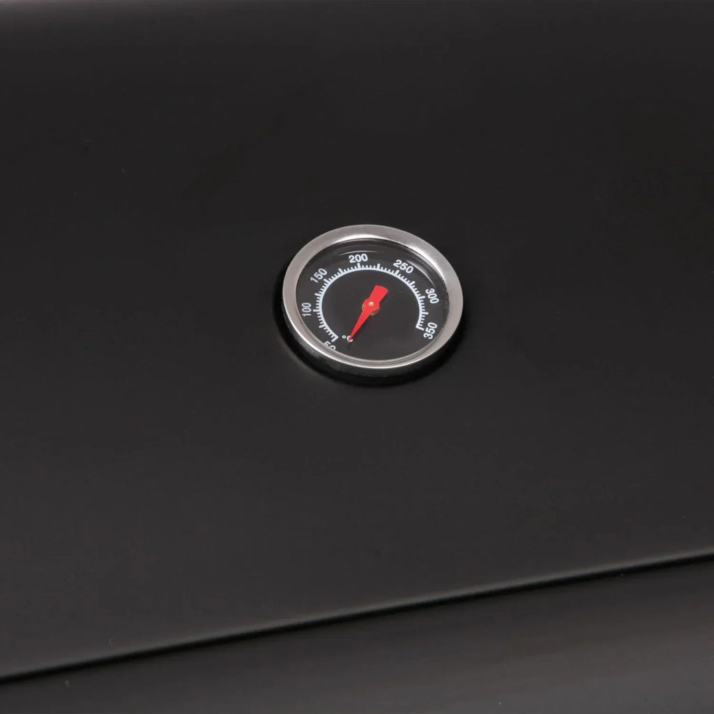 Lofoten - Grill gazowy ogrodowy 3 palniki 8,4 kW na kółkach z pokrywą, 2 ruszty ze stali chromowanej, 2 półki boczne, 1 dolna taca i termometr - czarny