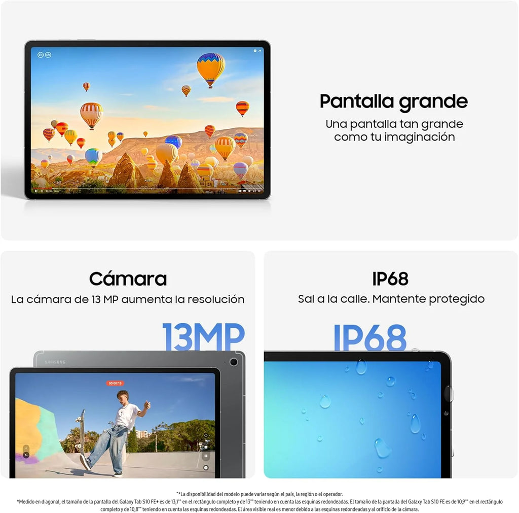 Galaxy Tab S10 FE 256GB, Tablet z Androidem + rysik S Pen, Galaxy AI, 8GB RAM, Ekran 10,9", Bateria o długiej żywotności, Kolor niebieski, 3 lata gwarancji producenta + 1 rok dodatkowo