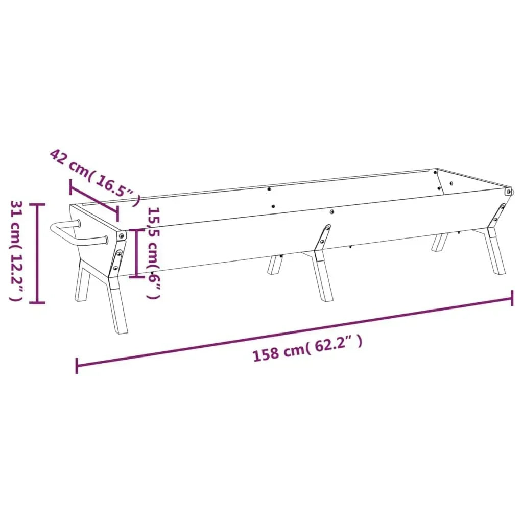 Taca Na Grill Stal Szlachetna Srebrna 158x42x31 Cm Vidaxl