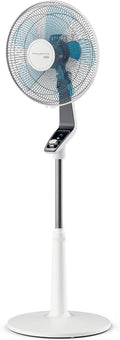 Rowenta VU5670 Turbo Boost Silence Extreme Standing Fan with Remote Control, 40 cm Diameter, Very Quiet, Black/Silver
