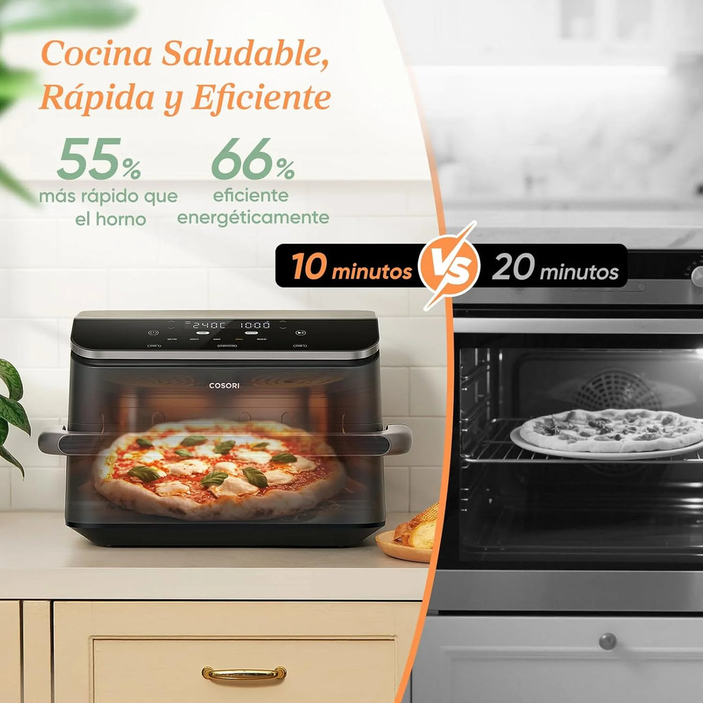 Cosori Frytkownica Beztłuszczowa Dual Blaze TwinFry 10 l – Prawdziwy Metal – Podwójna Grzałka 2800 W (35-240°C) – Rozdzielacz Stref Dużego Podwójnego Kosza – 6 Funkcji – Smart WiFi – Maks. 10 Osób – Łatwa w Czyszczeniu