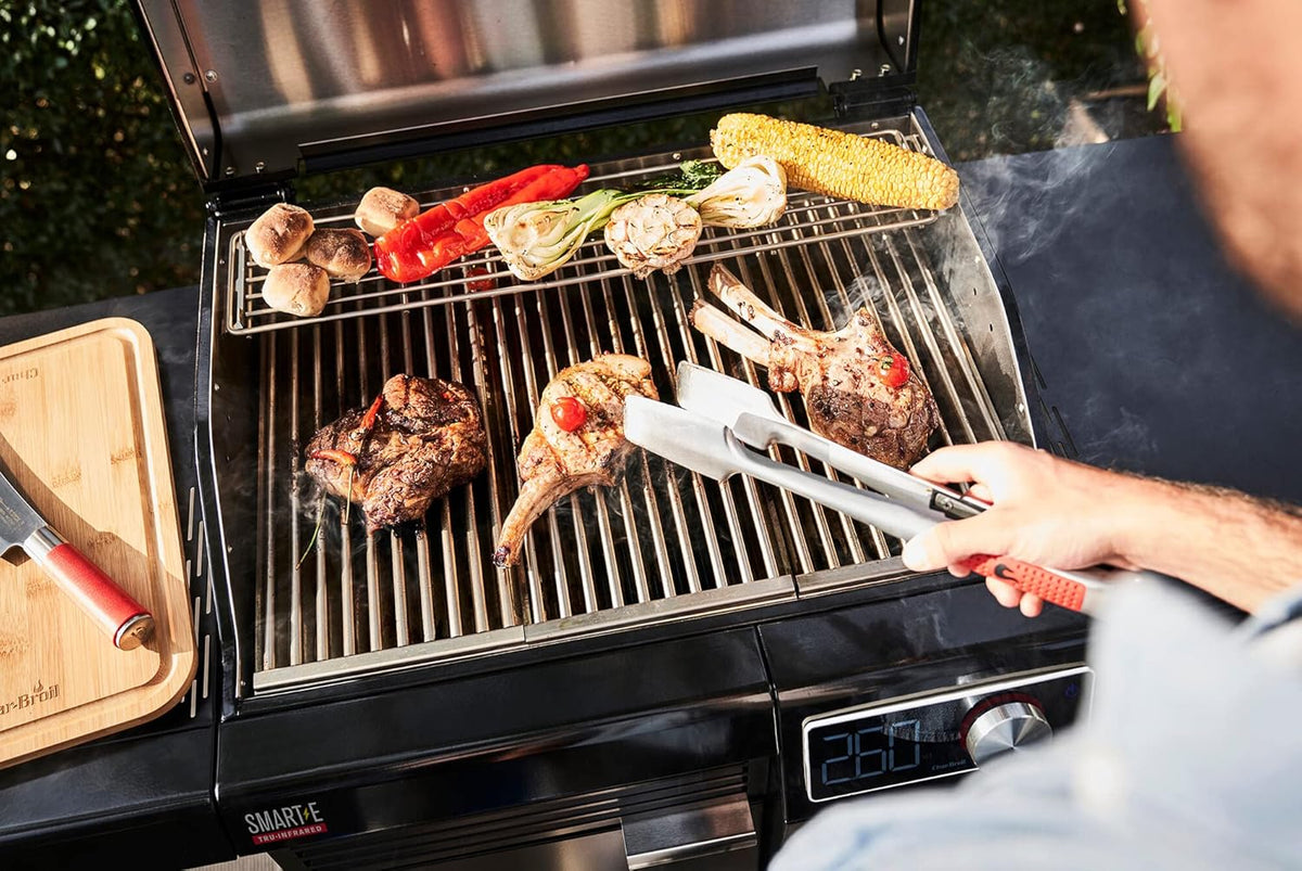 Char-Broil Grill Elektryczny SMART-E - Grill z E-POWER 90-370°C, precyzyjna kontrola temperatury, funkcja czyszczenia - Idealny do gotowania na świeżym powietrzu, w ogrodzie i na patio