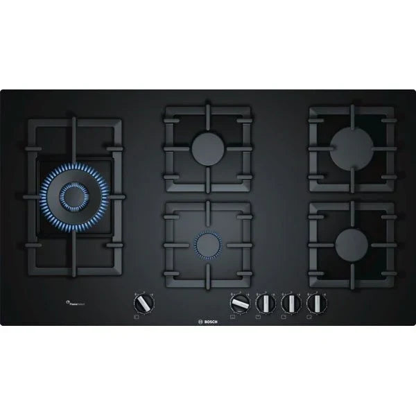 Płyta Gazowa Bosch PPS9A6B90 Seria 6 – 90 cm Czarne Szkło Hartowane