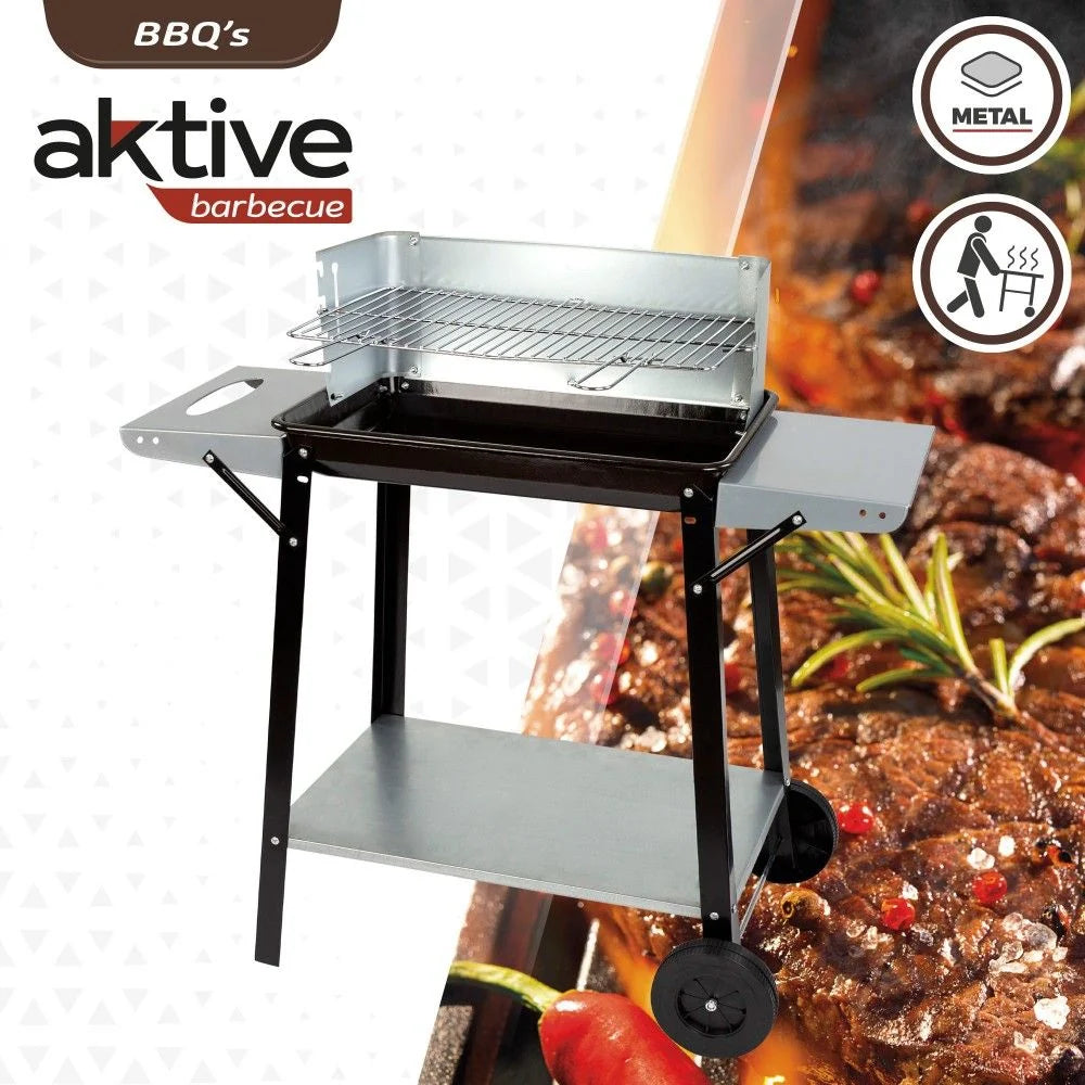 Przenośny Grill Węglowy Barbacoa Z 4-Stopniową Regulacją Wysokości Aktive