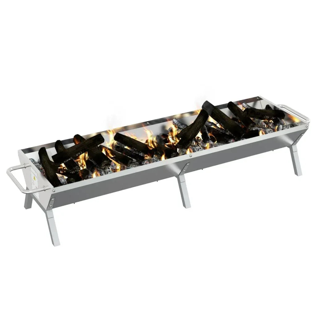 Taca Na Grill Stal Szlachetna Srebrna 158x42x31 Cm Vidaxl