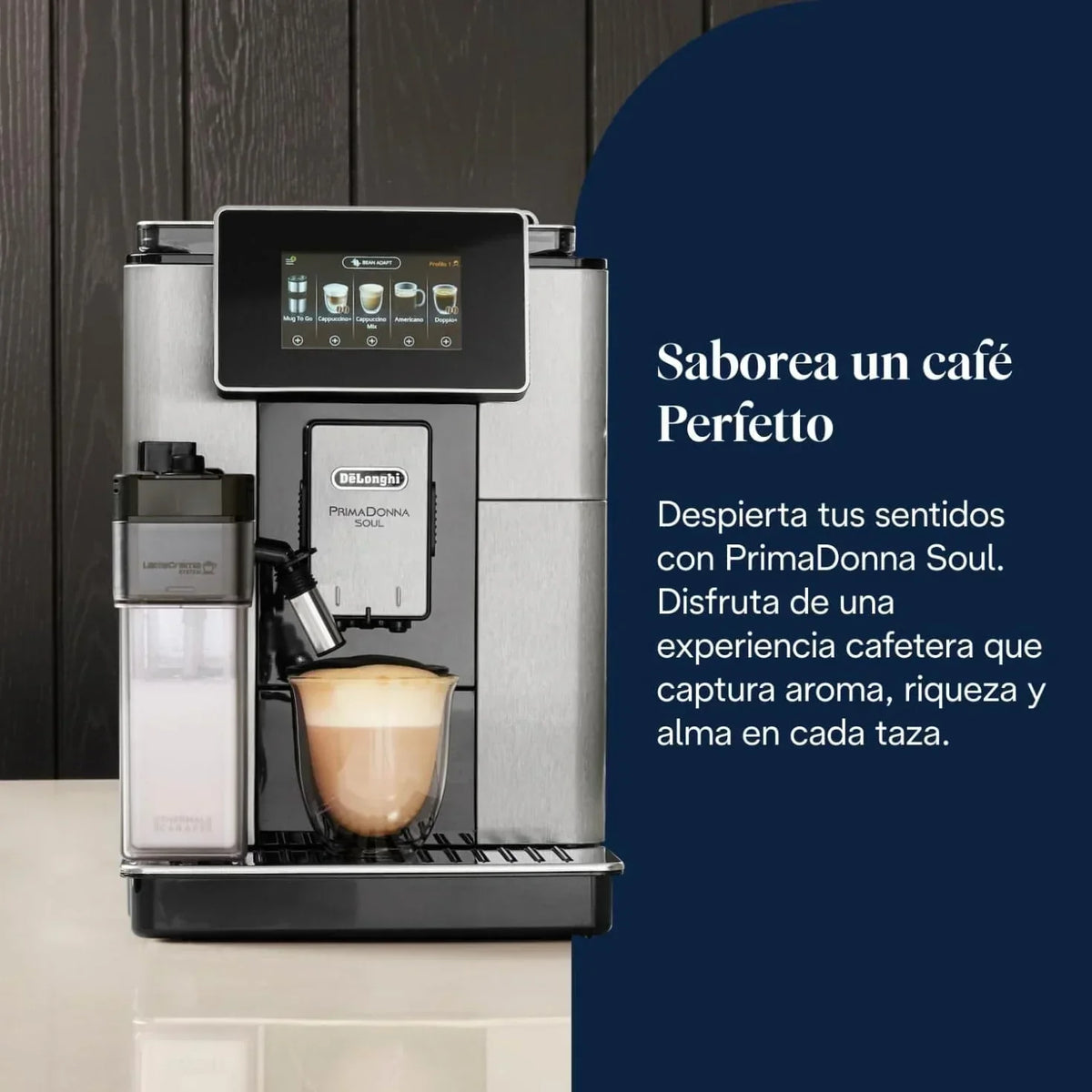 De'Longhi Perfetto Primadonna Soul ECAM612.55.SB Automatyczny ekspres do kawy i cappuccino z systemem mlecznym LatteCrema, technologią Bean to Cup, 18 napojami, sterowaniem z aplikacji