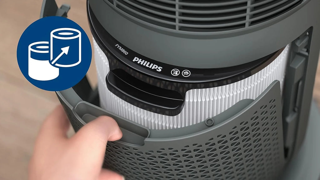 Philips Oczyszczacz i nawilżacz powietrza 2 w 1 z serii 3000, 131 m², filtr NanoProtect HEPA i filtr z aktywnym węglem usuwa 99,97% wszystkich niewidocznych cząstek, kolor biały (AC3737/10)