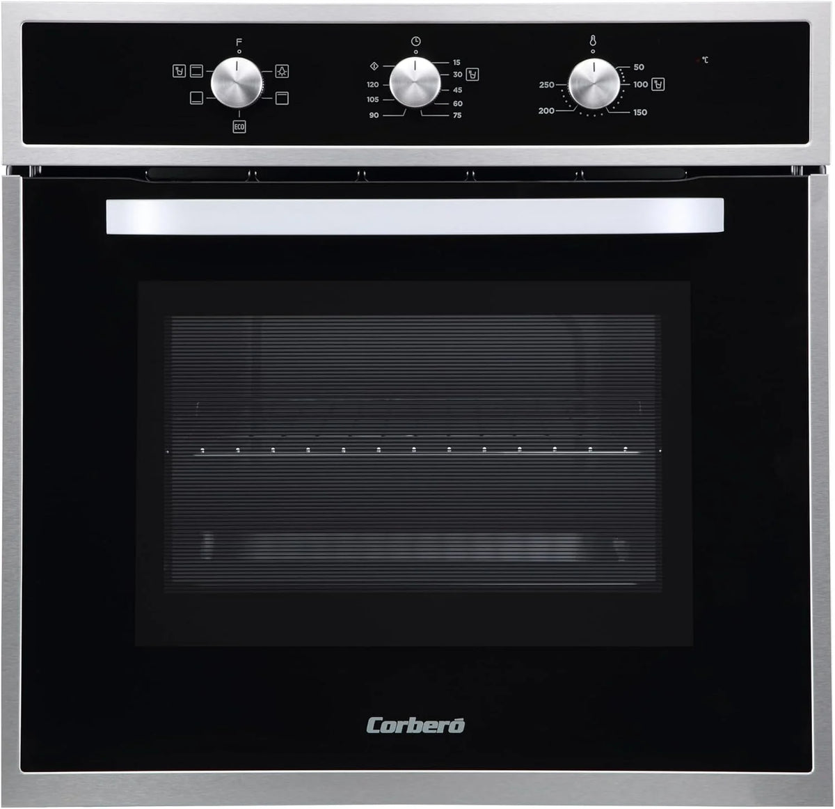 Corberó — Piekarnik konwekcyjny 70L | CCHM603X | 60x60x58 cm | Konwencjonalny z 4 Programami | Oświetlenie wewnętrzne | Czyszczenie hydrolityczne | Drzwi z podwójnego szkła | 2100W | Czarny profil ze stali nierdzewnej