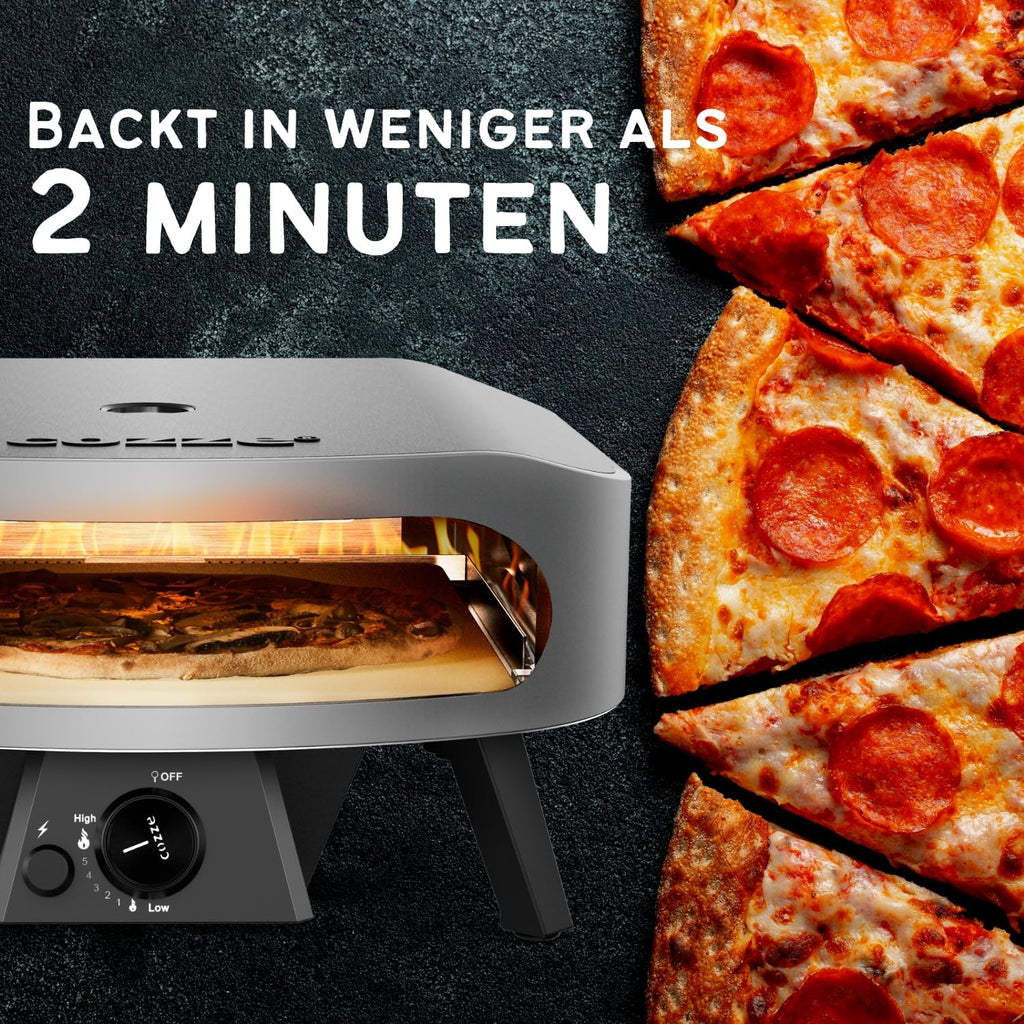 COZZE Gas Pizza Oven 17 inch – Large Outdoor Pizza Oven (50 mbar) – Pizza Oven with Regulator for Family Pizza