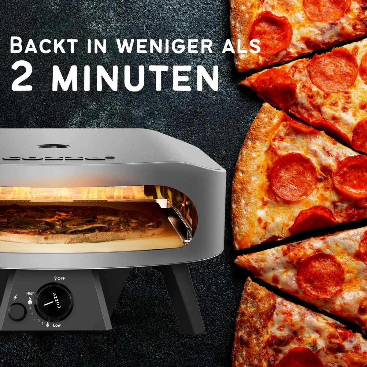 COZZE Gas Pizza Oven 17 inch – Large Outdoor Pizza Oven (50 mbar) – Pizza Oven with Regulator for Family Pizza