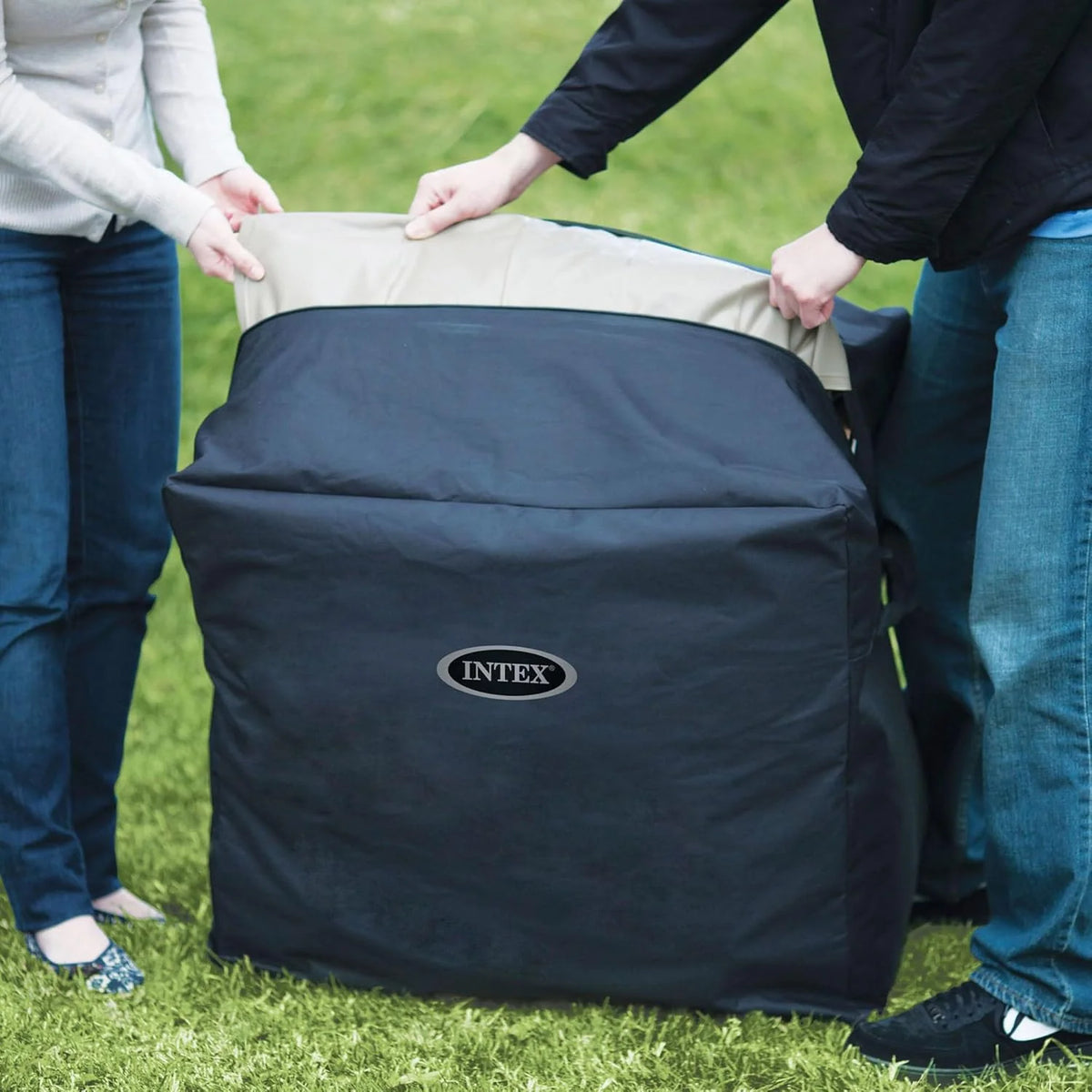 Nadmuchiwane kwadratowe spa Intex Greystone Deluxe dla 4 osób, 175x175x71 cm, grzałka 2200 W, bąbelki ciepłego powietrza, generator chloru, filtr S2 (1741 l/h), akcesoria w zestawie (55093)