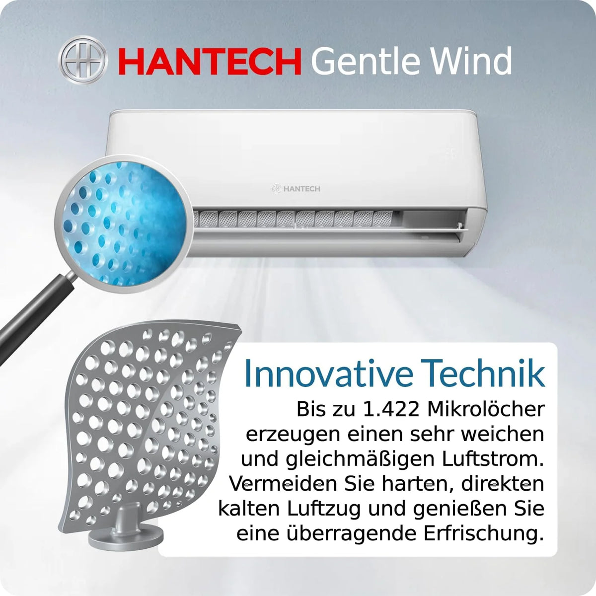 Klimatyzator ścienny HANTECH 12000 BTU H-PRO z funkcją grzania i chłodzenia, filtr powietrza, WIFI, materiały montażowe