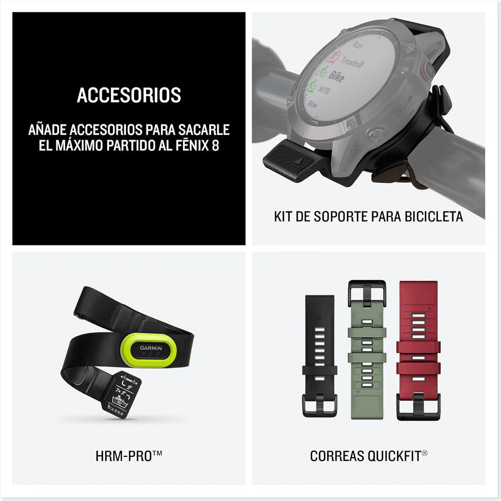 Garmin fēnix 8-51mm - Wysokowydajny multisportowy zegarek GPS z ekranem dotykowym AMOLED, latarką LED, wbudowanym głośnikiem i mikrofonem, mapami i do 29 dni pracy na baterii, czarny