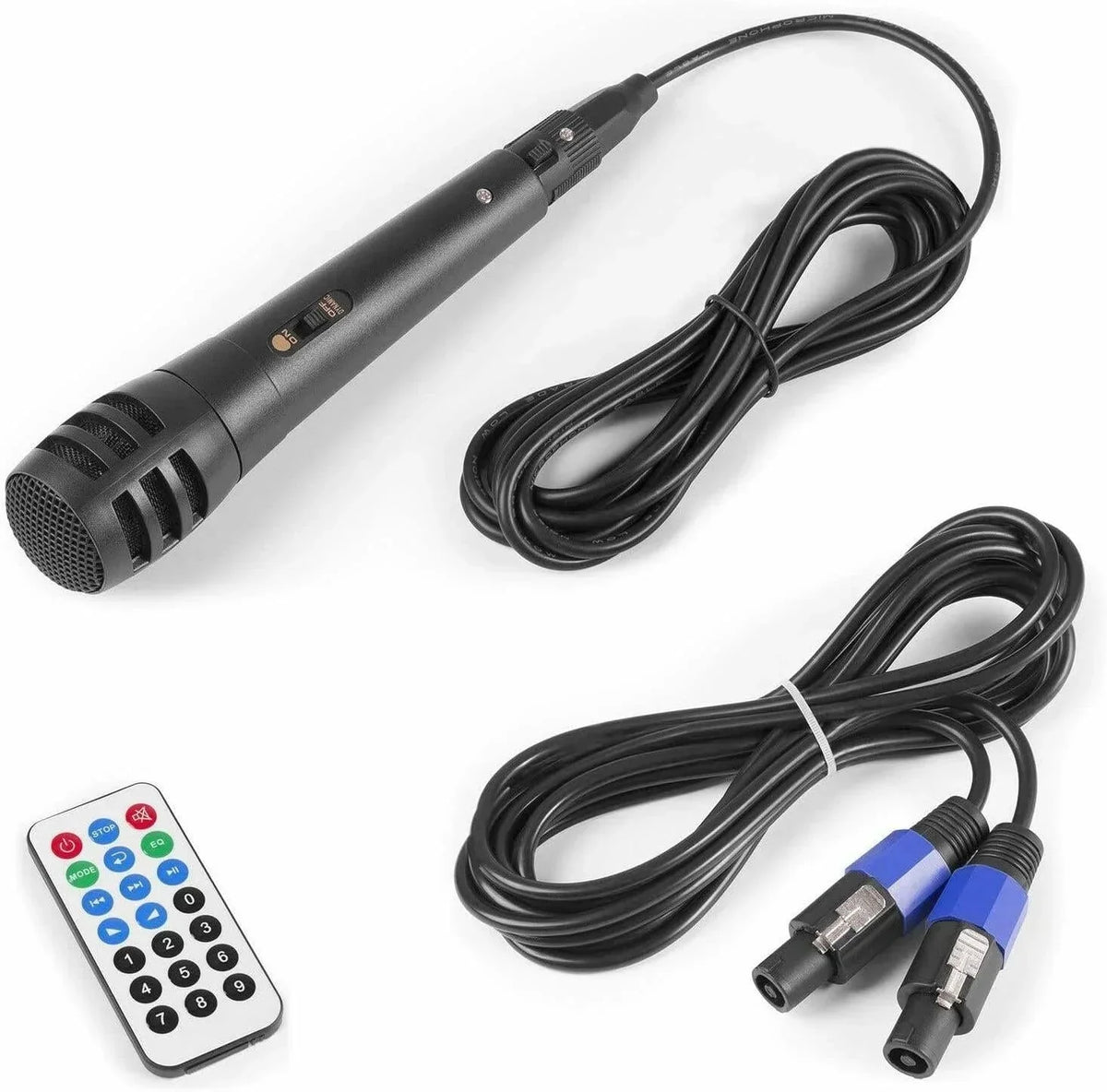 Vonyx VPS152A Aktywny zestaw głośnikowy (2 szt.) 1000 W, przenośny, aktywny/pasywny, Bluetooth, 15 cali, mikrofon przewodowy, pilot, statywy, odtwarzacz MP3 z USB/SD, diody LED