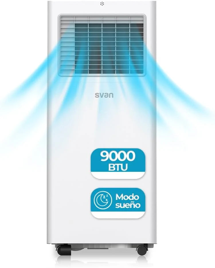 Svan Przenośny Klimatyzator, 9000 BTU. SAAP900F. Tylko chłodzenie, Dotykowy wyświetlacz LED, Timer, Pilot zdalnego sterowania, Zestaw do montażu okiennego w zestawie, Klasa energetyczna A