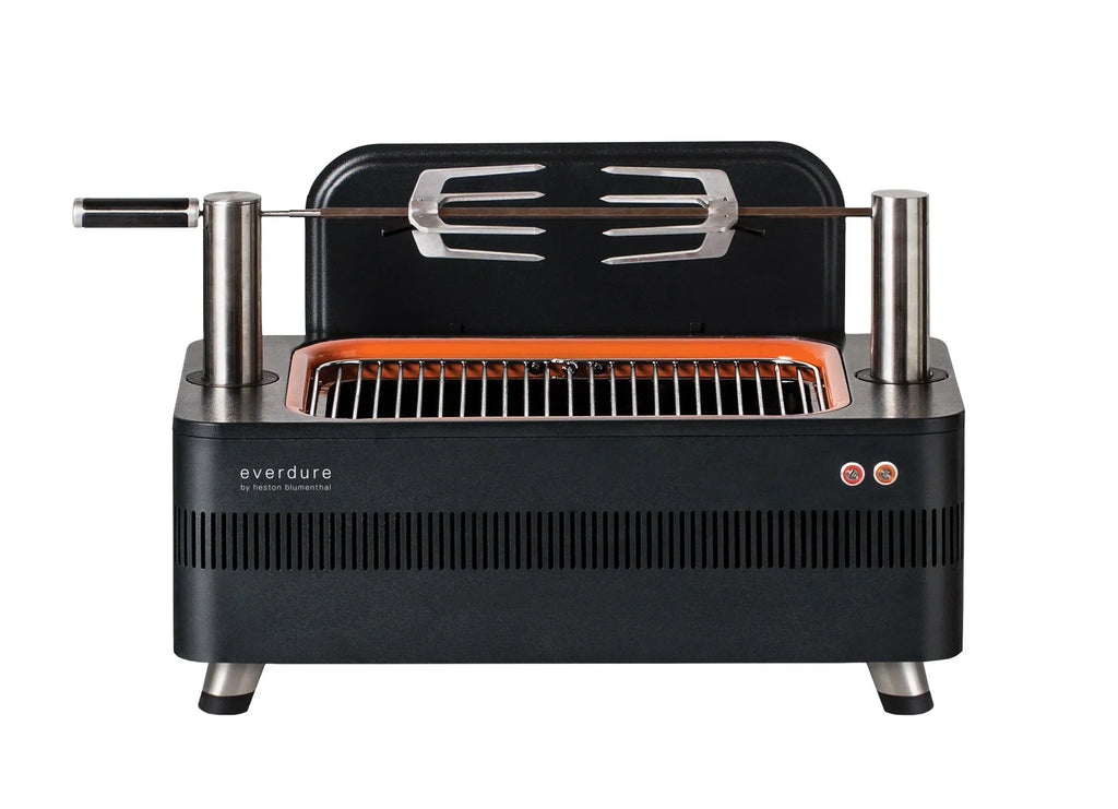 2026 Grill Węglowy z Zapłonem Elektrycznym – Szybkie Rozpalanie Płomieniem 1400W Fast Flame Ignition™ – Zawiera Rożen Obrotowy (15 kg) i Stojak
