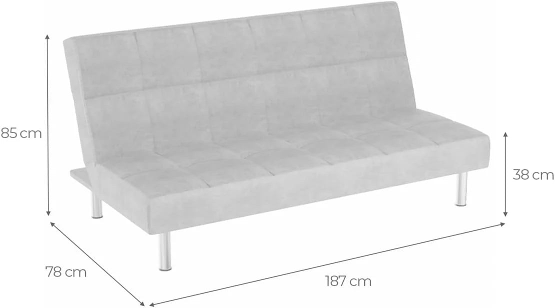 Mattfy - Sofa Rozkładana Clic Clac 3-osobowa Model Milos, Nowoczesny Design, Praktyczna i Funkcjonalna, Wykończenie w Kolorze Szarym