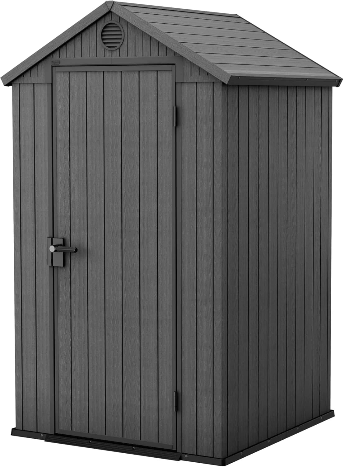 KETER Darwin 4x4 Domek narzędziowy, 125.8 x 117 x 205 cm i 1.4 m2, Podłoga, System wentylacji, Drzwi i okno, Wodoodporny, Kolor szary