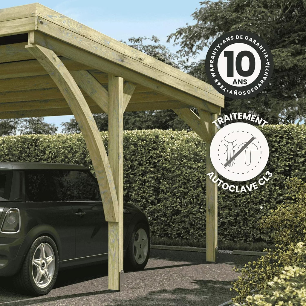 Forest Style - Podwójna Wiata Garażowa Victor Modern 30,9 m² (6,02 x 5,11 x 2,52 m) – Drewno Sosnowe Impregnowane – Dach Poliwęglanowy – Zadaszone Miejsce Parkingowe na 2 Samochody – Solidna i Trwała Konstrukcja