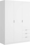 DEKIT GRUPO RIMOBEL Szafa 3-drzwiowa z 3 szufladami - Biała - 121X184X52 cm