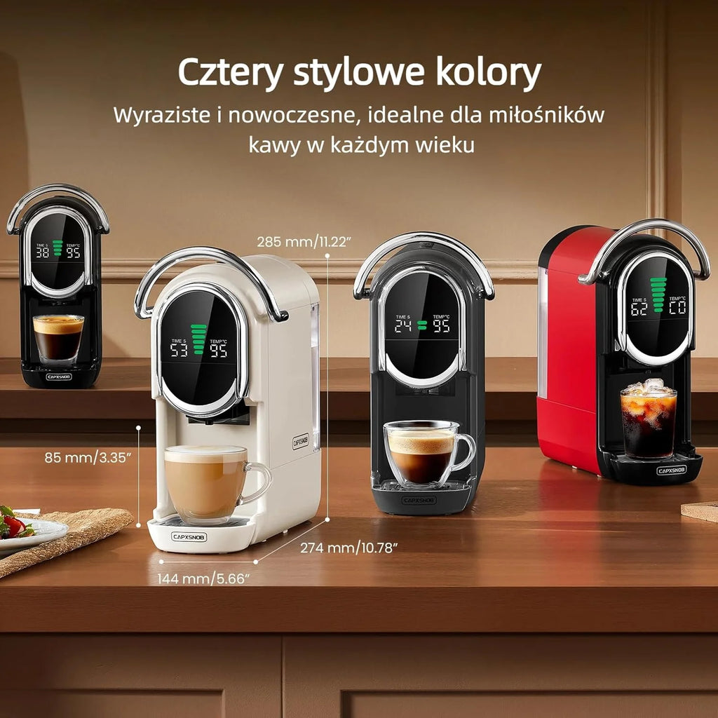 Magician1 Mini ekspres do kawy na wiele kapsułek 5 w 1, do Nespresso, Dolce Gusto, Lavazza A Modo Mio, saszetek ESE 44 mm i kawy mielonej, włoska pompa 20 barów, 1450W, wyświetlacz LED, do domu i biura