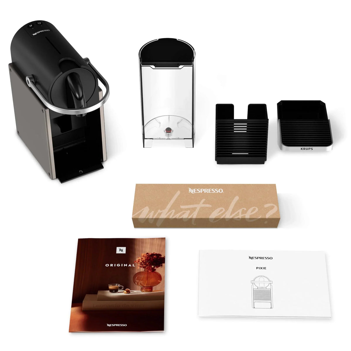 2025 Ekspres do kawy na kapsułki Krups Nespresso Pixie Redesign | Espresso i Lungo | Styl industrialny | Niskie zużycie energii | Automatyczne wyłączanie | Regulowana tacka | Kapsułki nadające się do recyklingu | Model XN306T