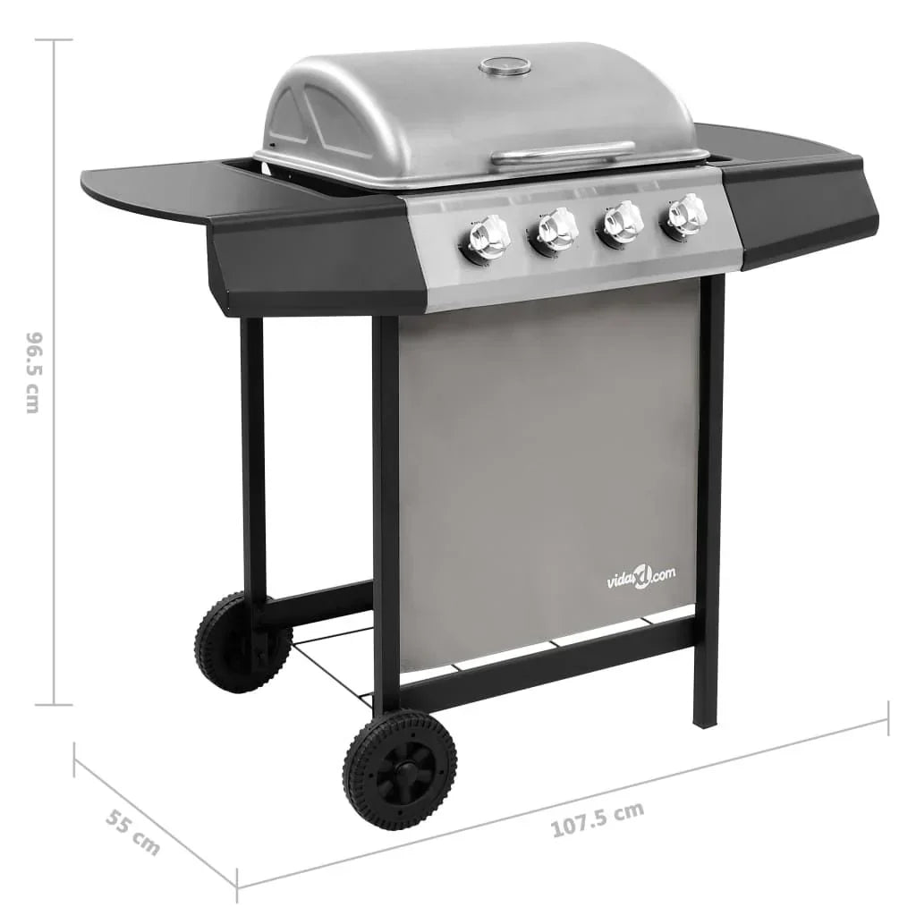 Czarno-srebrny grill gazowy 4-palnikowy Vidaxl
