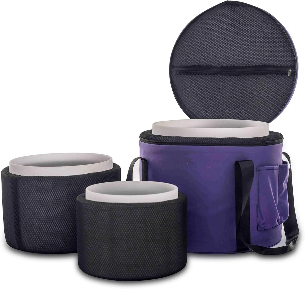 Hye-eun 3-częściowy zestaw kryształowych mis śpiewających od 15,2 do 25,4 cm, 432 Hz, 25,4 cm, 20,3 cm, do medytacji, jogi, z futerałem, do utrzymania równowagi i terapii