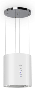 Klarstein Barett - Wyspa kuchenna, Ø 35cm, Moc 190 W, Maks. przepływ powietrza 590 m³/h, 3 stopnie mocy, EEK B, Oświetlenie LED, Stal nierdzewna szczotkowana, Biały