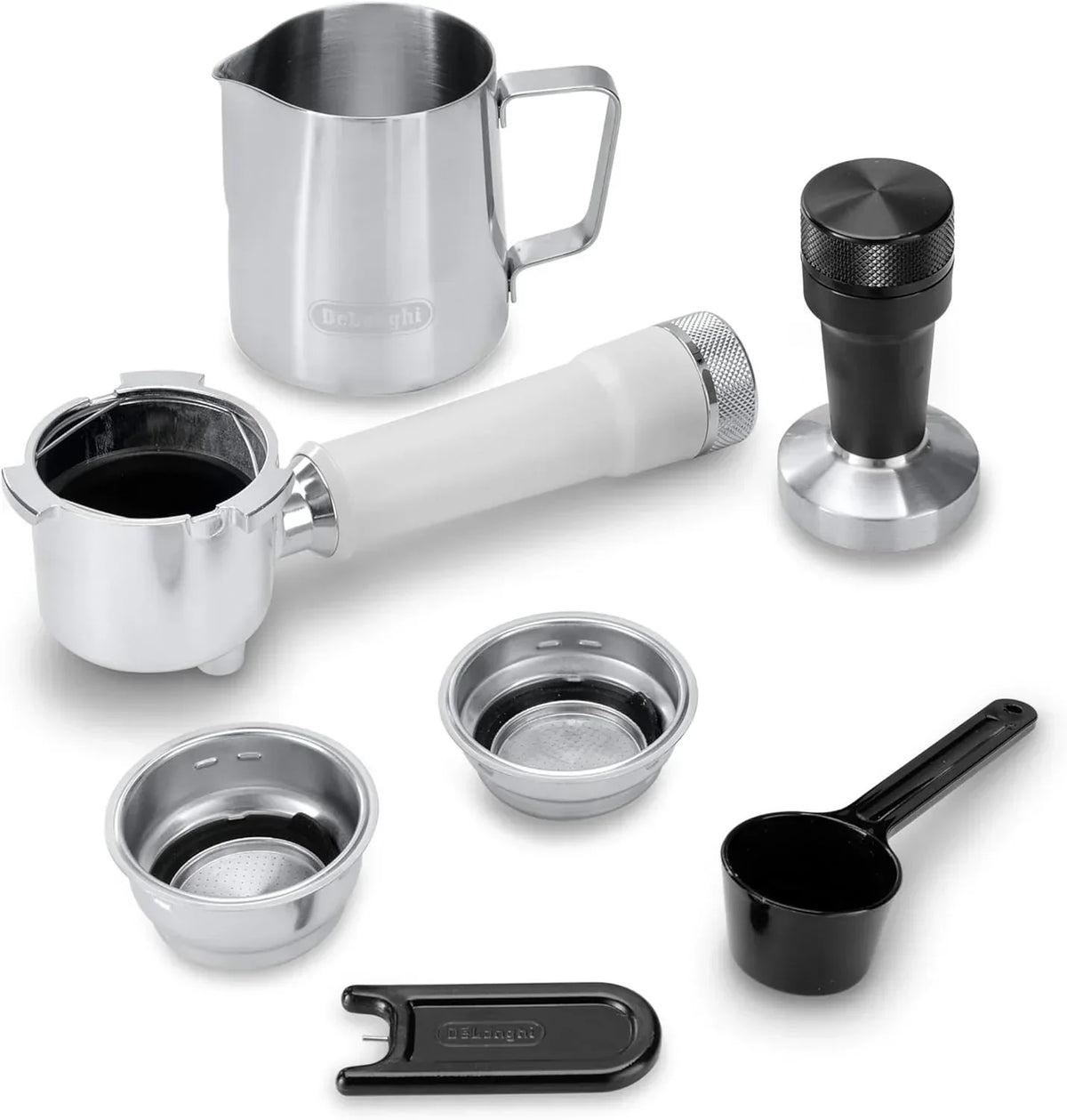 De'Longhi Dedica – Ekspres Kolbowy do Kawy Mielonej lub w Saszetkach, Espresso i Cappuccino, Zbiornik 1.3 Litra, System Anti-Drip, Model EC685.M, Kolor Metaliczny
