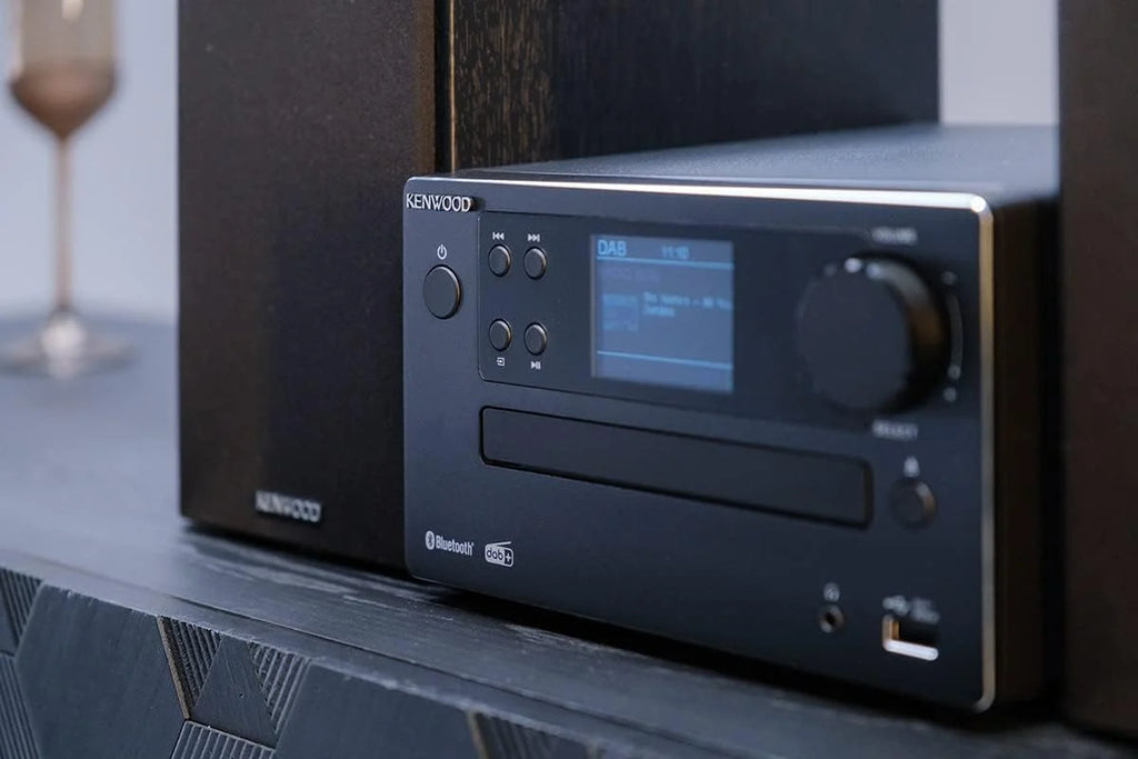 Mikrowieża Hifi Kenwood M-725DAB-B z CD, USB, Dab+ i Bluetooth Audio-Streaming. Kolor: Czarny – Mini zestaw stereo do domu