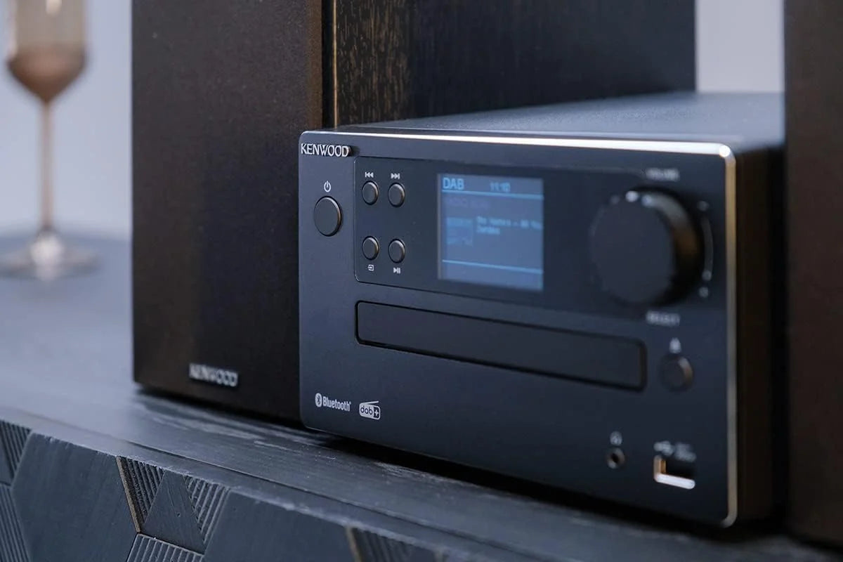 Mikrowieża Hifi Kenwood M-725DAB-B z CD, USB, Dab+ i Bluetooth Audio-Streaming. Kolor: Czarny – Mini zestaw stereo do domu