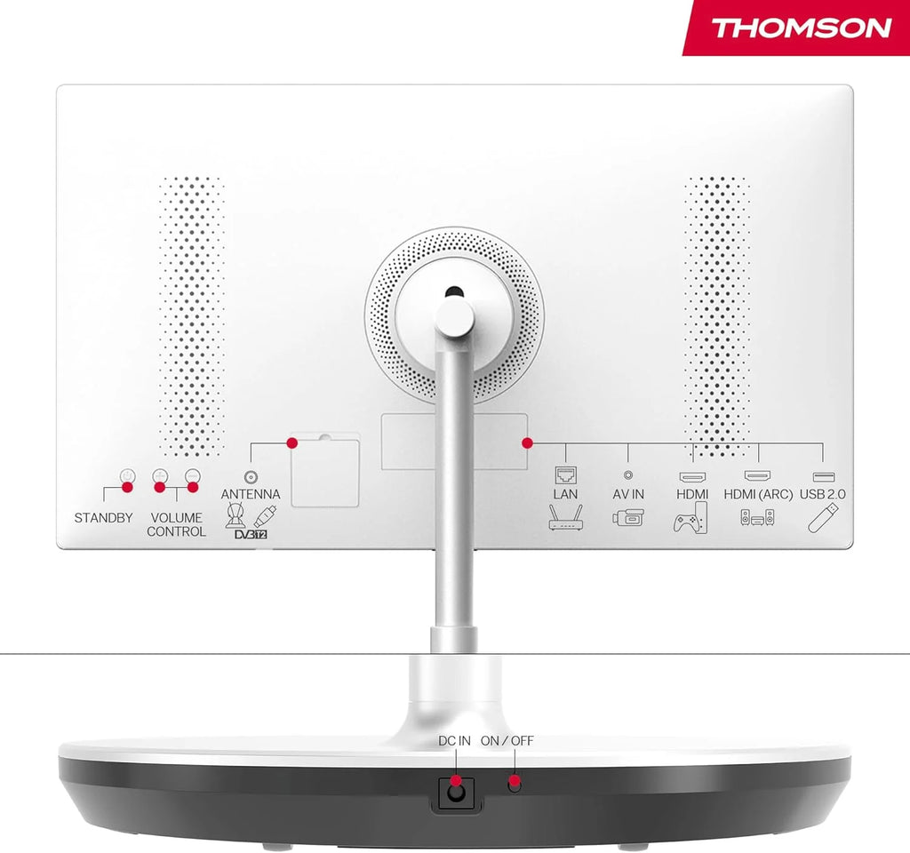 THOMSON 32 cale (81 cm) Go TV, przenośny telewizor Android – HD Ready (1366x768), sterowanie głosowe, Bluetooth 5.1, Wi-Fi, funkcja punktu dostępowego, do 4 godzin pracy na baterii – 32HA4M44