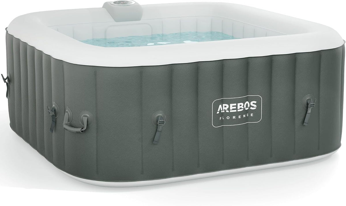 Arebos Pompowane | Whirlpool Pure | | 4-osobowe | 130 dysz masujących | Spa Dobroczynne Ogrzewanie | 550 litrów | z pokrywą | Bubble Spa i masaż relaksacyjny