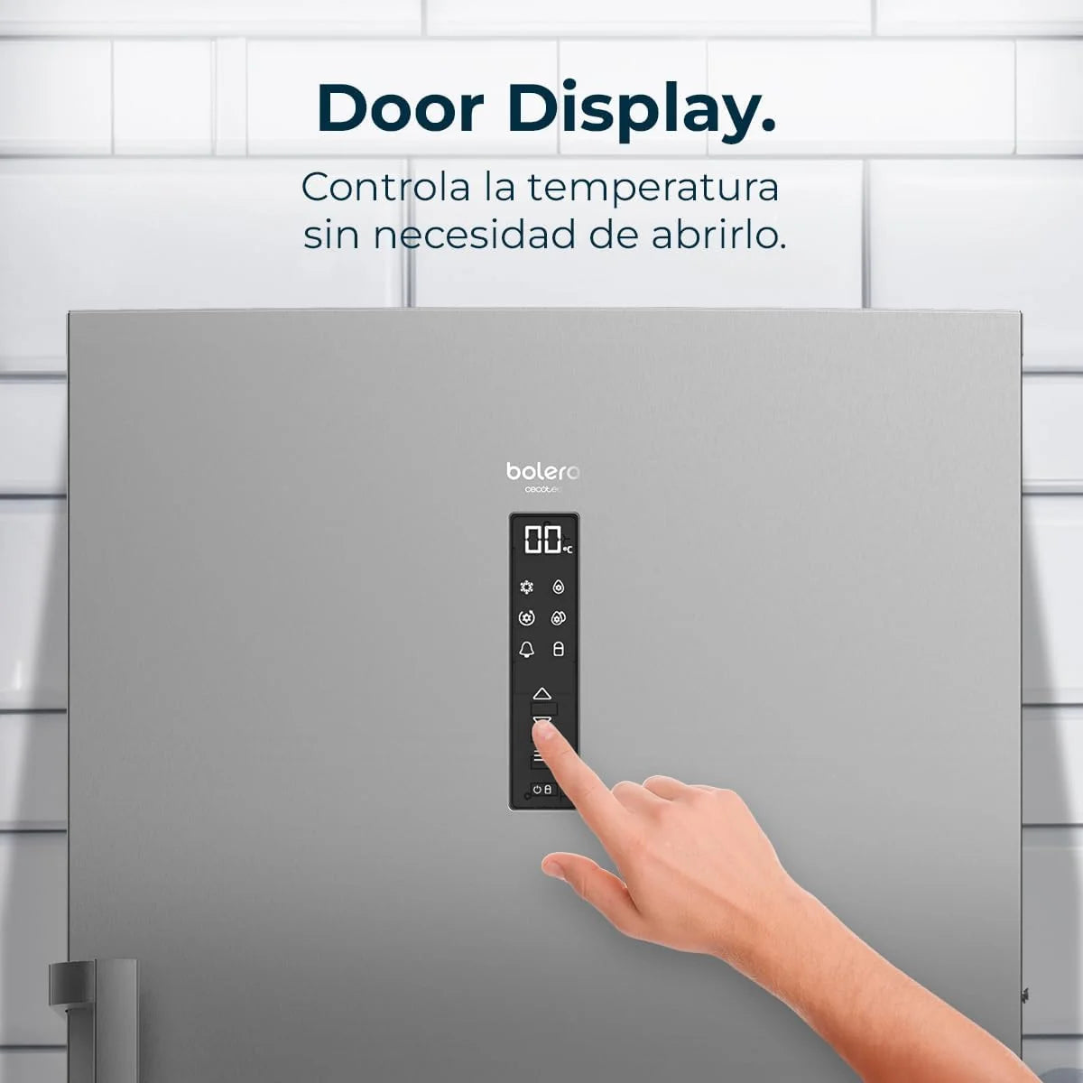 Cecotec Zamrażarka pionowa 380L Bolero CoolMarket UF 380 inox D. 1950W, silnik Inverter Plus, niskie zużycie energii, Total No Frost, wyświetlacz w drzwiach, możliwość przekształcenia w lodówkę, Multi Airflow