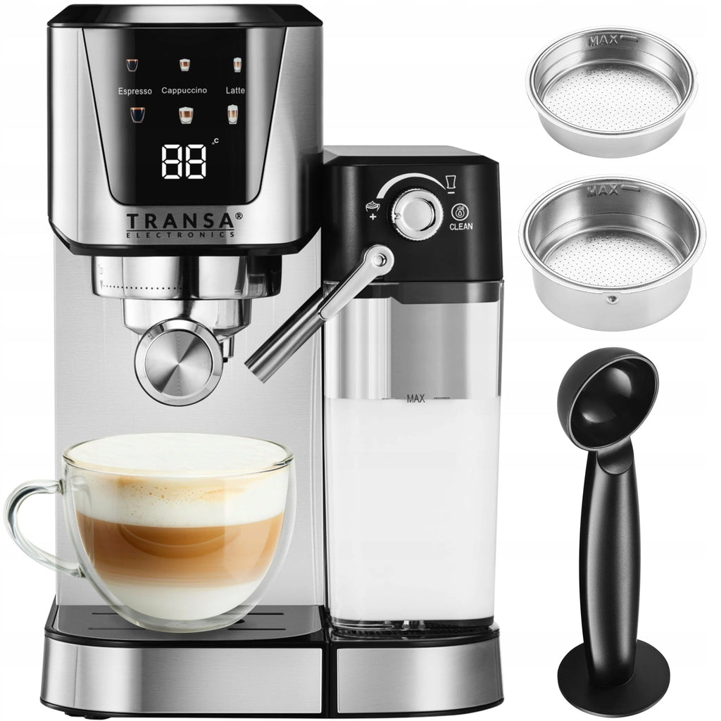 Portafilter espresso machine with AUTOMATIC LCD frother ULKA 20 BAR pump