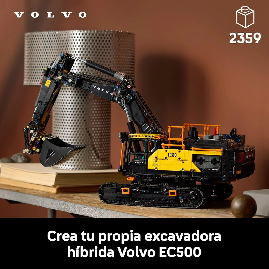 Technic Koparka Volvo EC500 Hybrid – Zmotoryzowany Model Pojazdu Budowlanego dla Dorosłych z Ruchomym Ramieniem, Gąsienicami, Młotem i Łyżką – Pomysł na Prezent dla Mężczyzn 42215