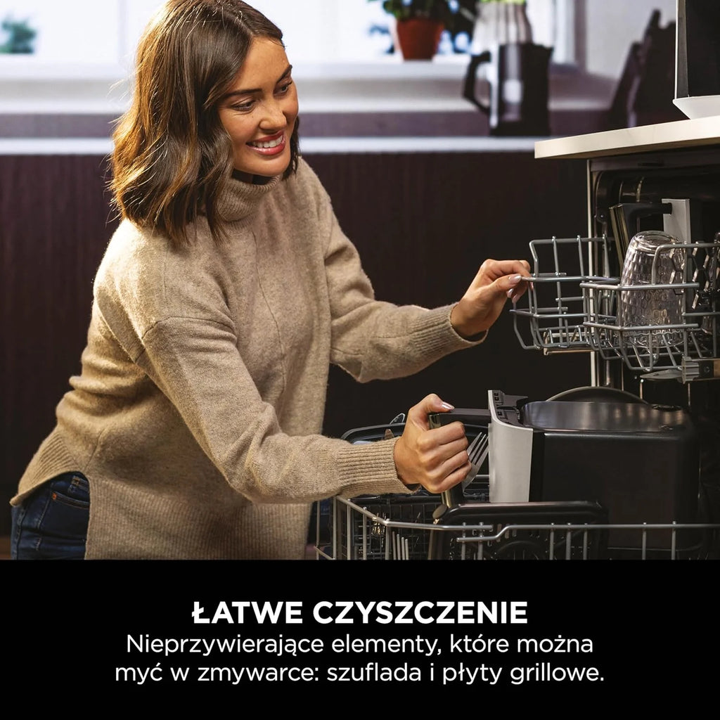Ninja MAX Dwustrefowa frytownica, 2 szuflady, 9,5 l, zero oleju, Air Fry, Max Crisp, Roast, Bake, Reheat, Dehydrate, nieprzywierające kosze do mycia w zmywarce, Złoty odcień kamienia, DZ400EUSTGD