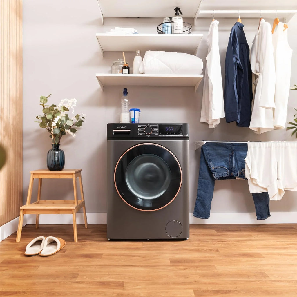 Cecotec Pralka 10kg Ładowana Od Przodu Bolero DressCode 10610 Inverter Steel A. 1400 obr./min, Steam Max, Silnik Inverter Plus, 15 Programów, OnSmart, Smooth Wash, Stop&Go, Uszczelka Antybakteryjna, Drum Clean