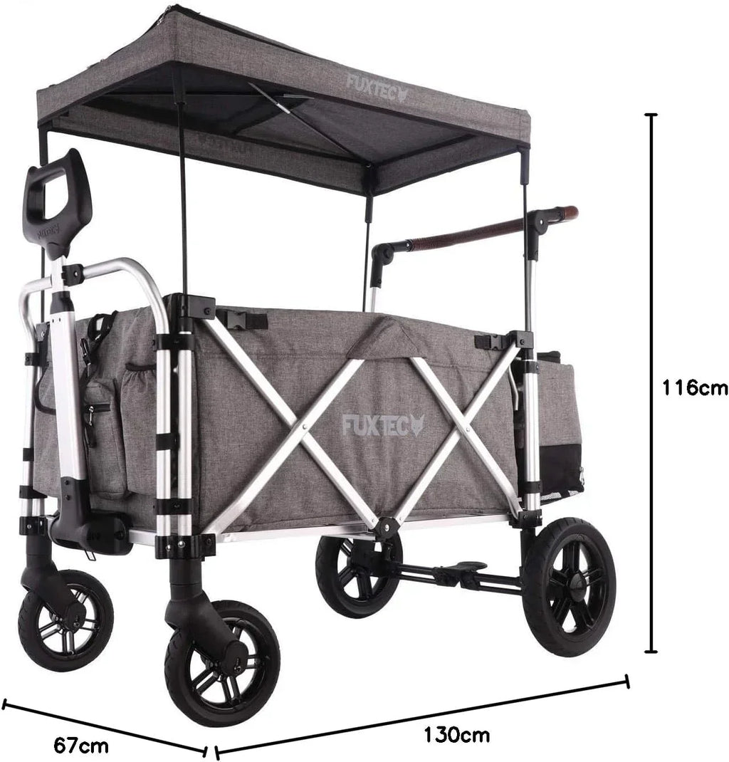 FUXTEC FX-CTL900 Premium szary, oryginalny wózek składany dla dzieci, idealny do ogrodu, na plażę lub do miasta, pchanie lub ciągnięcie, obciążenie do 75 kg.