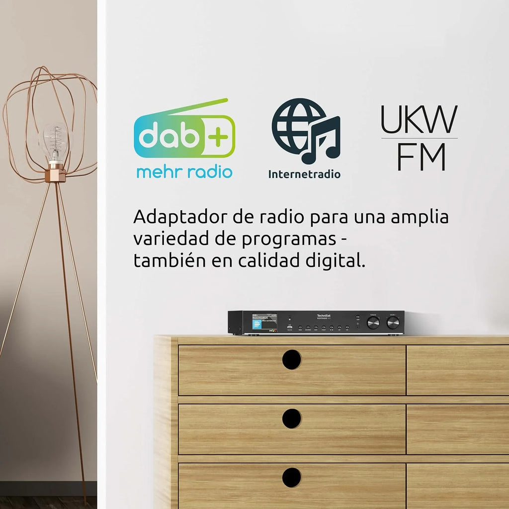 TechniSat DIGITRADIO 143 (V3) - Tuner HiFi radia internetowego (radio cyfrowe DAB+, strumieniowanie audio przez Bluetooth, Spotify Connect, antena w zestawie, pilot zdalnego sterowania, szerokość 43,5 cm)