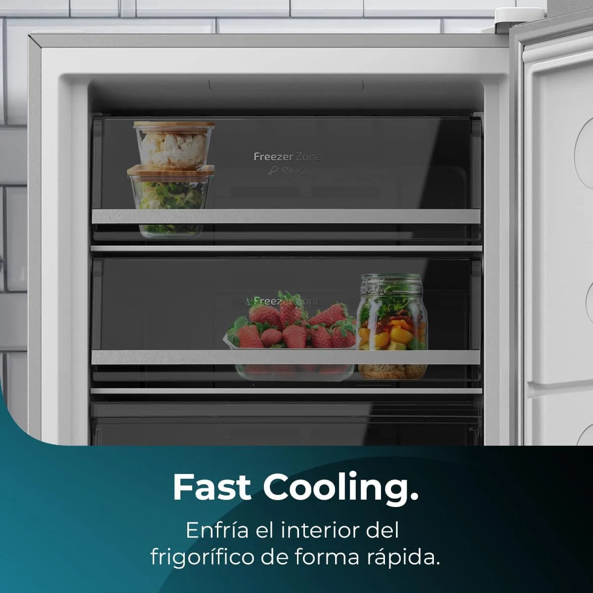 Cecotec Zamrażarka pionowa 380L Bolero CoolMarket UF 380 inox D. 1950W, silnik Inverter Plus, niskie zużycie energii, Total No Frost, wyświetlacz w drzwiach, możliwość przekształcenia w lodówkę, Multi Airflow