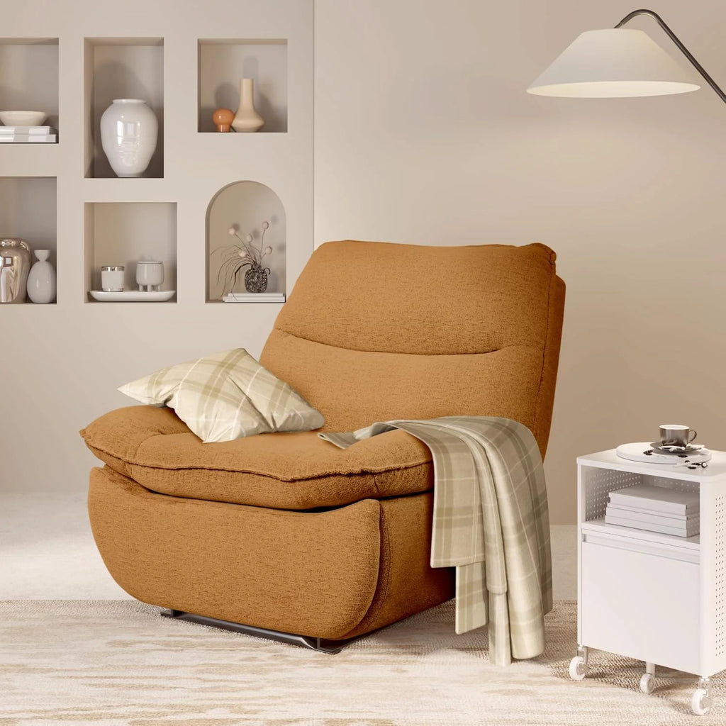 FLEXISPOT XC6 Fotel Relaxacyjny, Obrotowa Kanapa z Funkcją Bujania, Fotel TV z Regulowanym Oparciem, Rozkładany Fotel do Sypialni, Salonu i Kina Domowego (Beżowy)