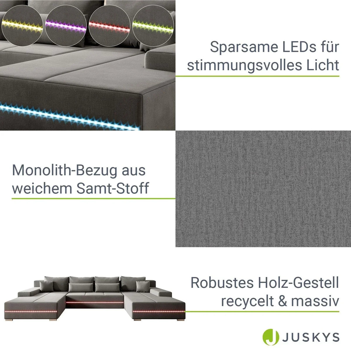 2025 Sofa narożny Malbun z oświetleniem LED