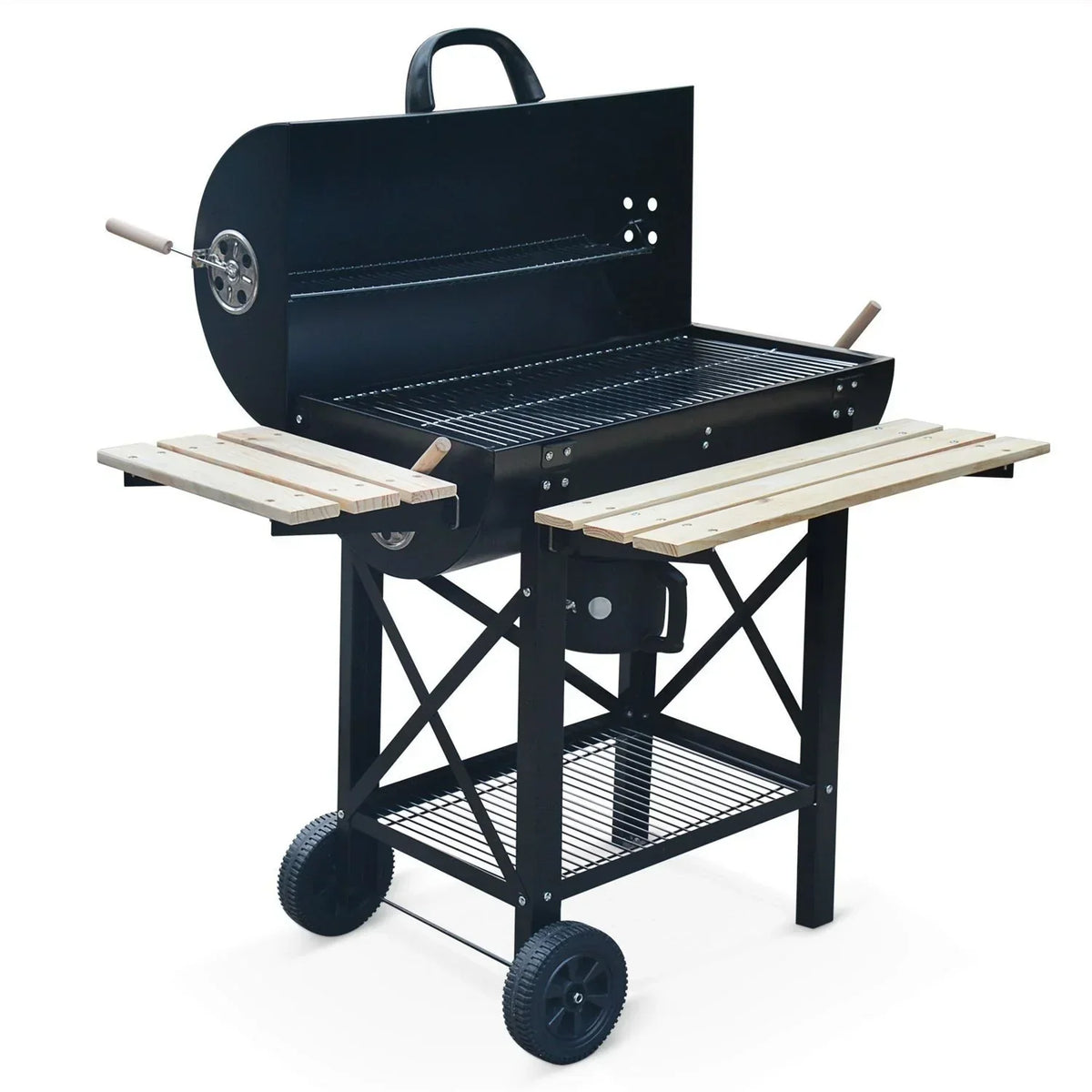 Grill Barbacoa na Węgiel Drzewny, Kolor Czarny, Z Popielnikiem -