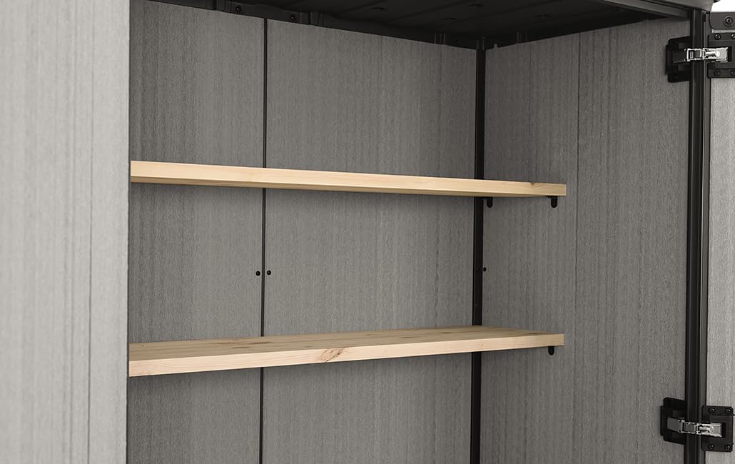 Keter High Store Plus - Zewnętrzna szopa ogrodowa, 1400 l, kolor szary, technologia Duotech, ściany nadające się do malowania, 170,4 x 140 x 73,6 cm