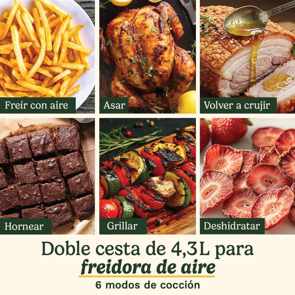 Frytkownica beztłuszczowa i piekarnik Cuisinart Tri Zone 13,6 l, bez PFAS | 3 strefy | 2 kosze 4,3 l + piekarnik 5 l | 9 funkcji: smażenie, pieczenie, grillowanie, opiekanie, podgrzewanie, suszenie, pizza, tostowanie, tryb ręczny