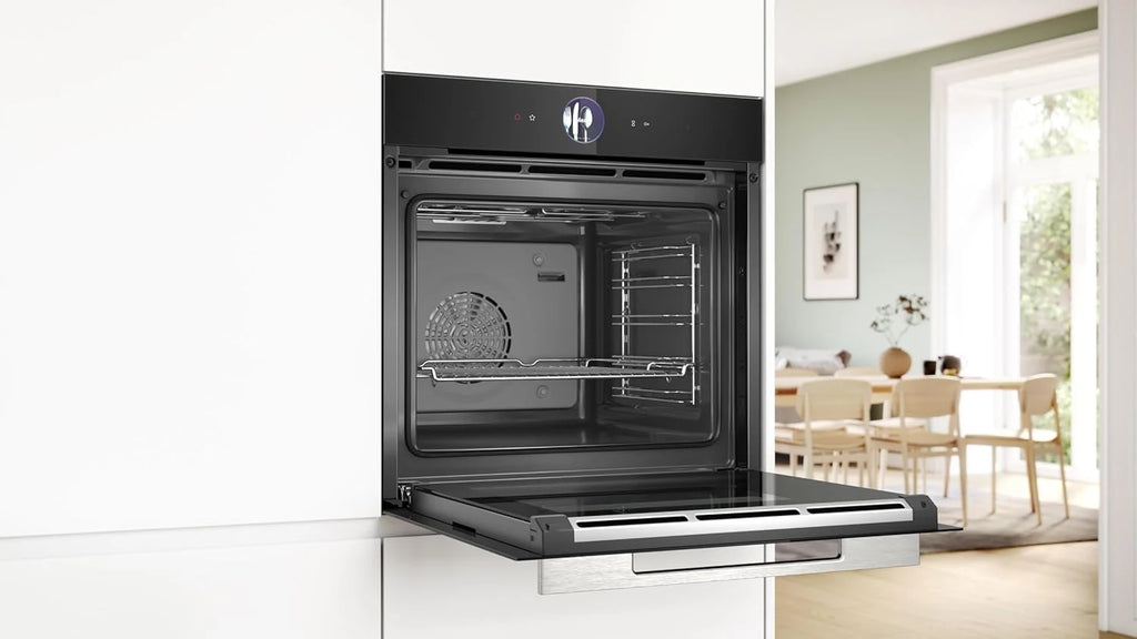 Bosch - Piekarnik wielofunkcyjny z funkcją dodawania pary, 60 cm, Seria 8, Elektroniczny panel sterowania TFT TouchControl Plus, AirFry, Home Connect, Czarny, HRG7361B1